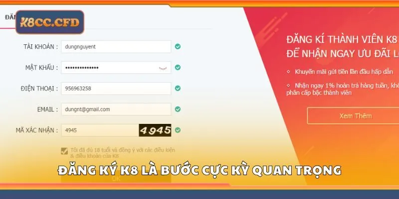 Đăng ký K8 là bước cực kỳ quan trọng
